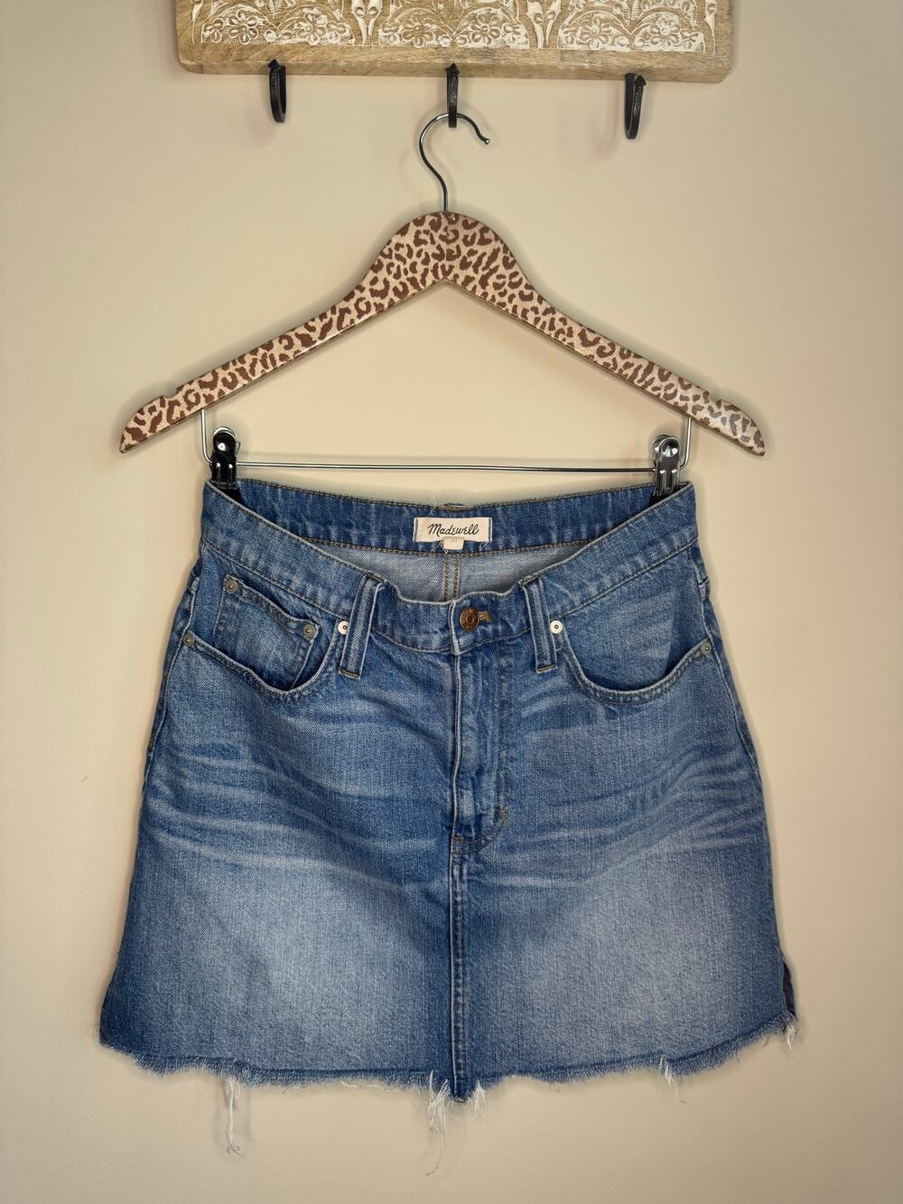 Madewell Denim Frayed Hem Mini Skirt sz 27